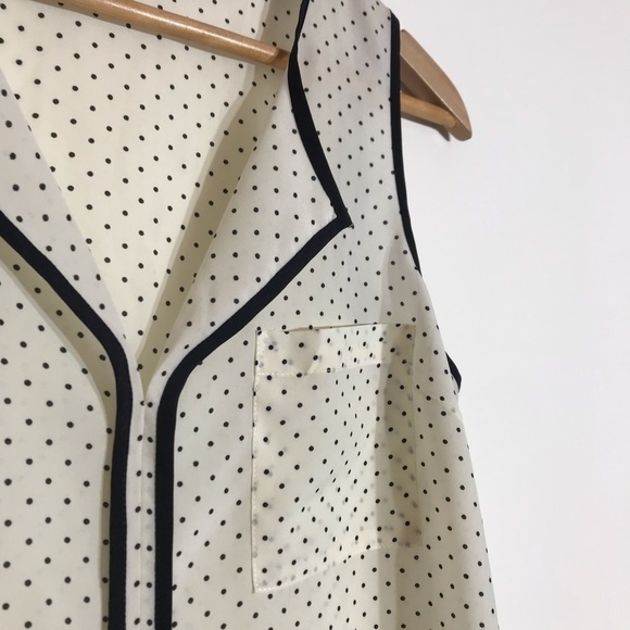DANIEL RAINN Polka Dot sleeveless secretary blouse top SZ S - Picture 2 of 7